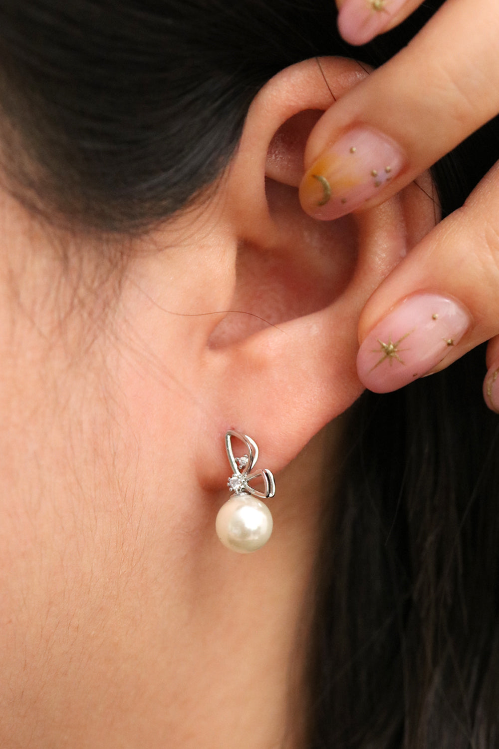 Butterfly Pearl Dangle Earrings-3
