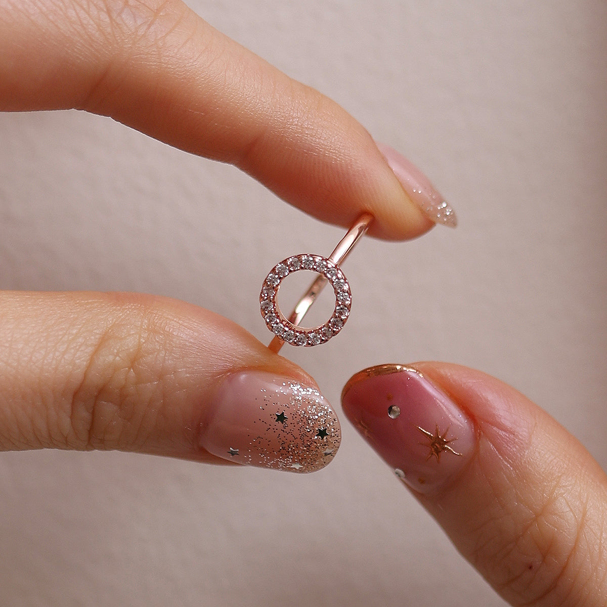 Adjustable Circle Sparkle Ring-3