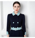 Navy blue contrast belted mother other bride dress-3