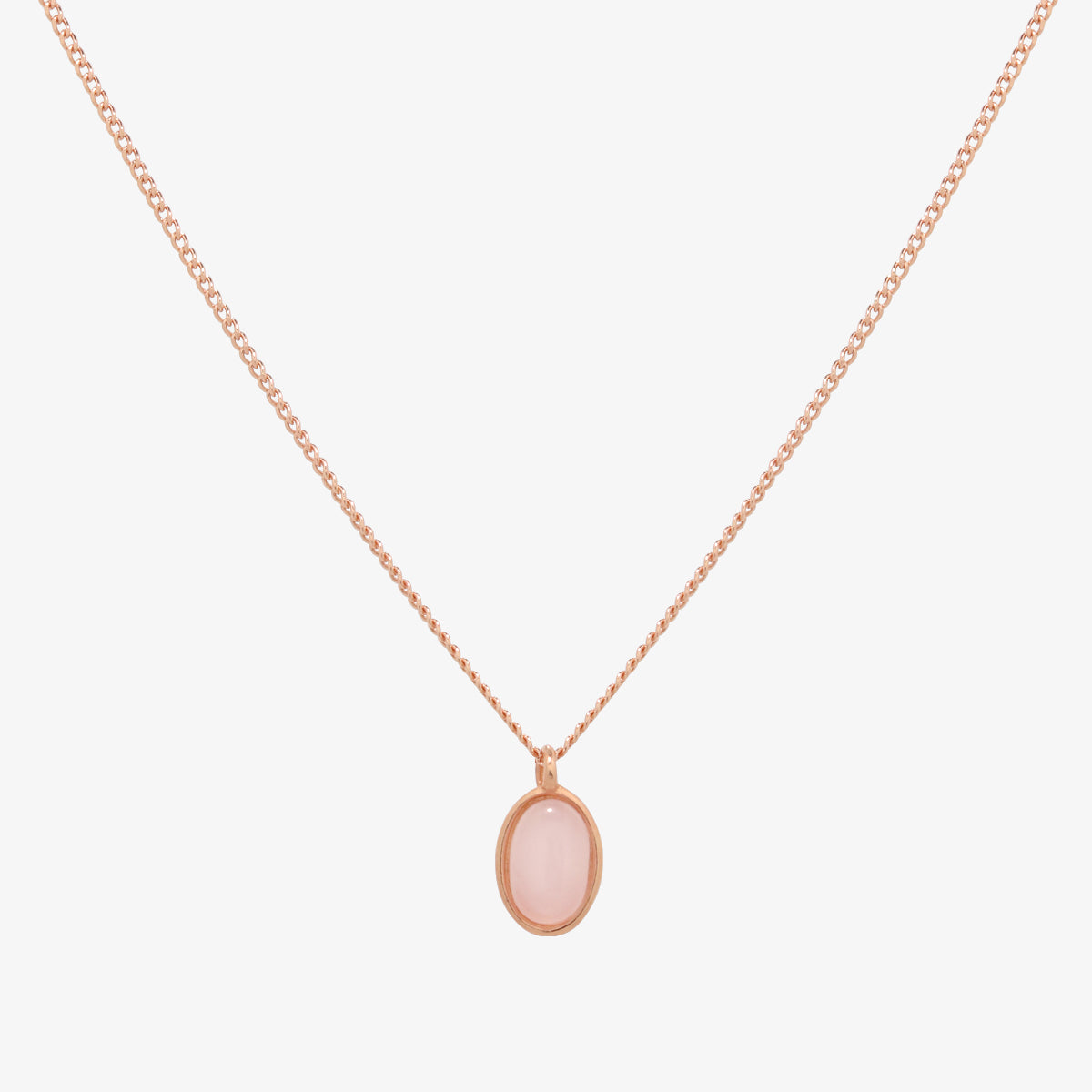 Gemstone oval pendant necklace-4