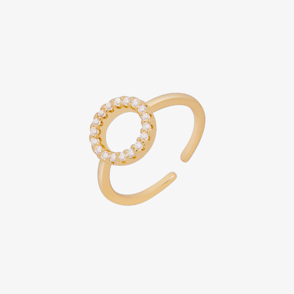 Adjustable Circle Sparkle Ring-0